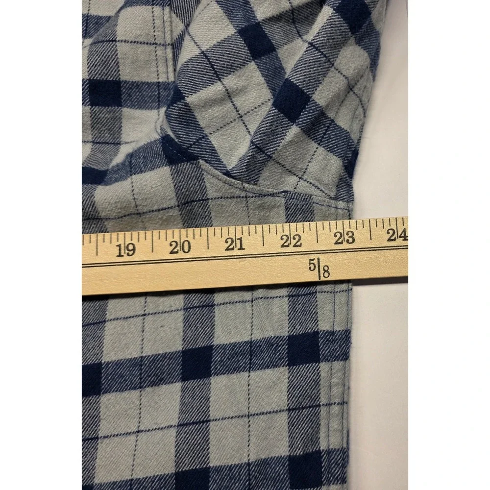 The North Face Mens Size L Long Sleeve Blue Checked Plaid Flannel Button‎ Up